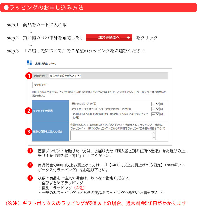 ラッピングのお申し込み方法